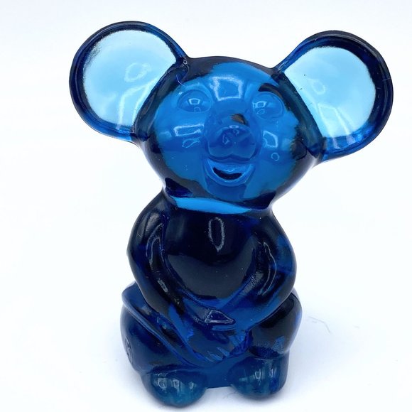 c2007 Fenton NFG Cobalt Blue art glass mouse 2.75" MC1561